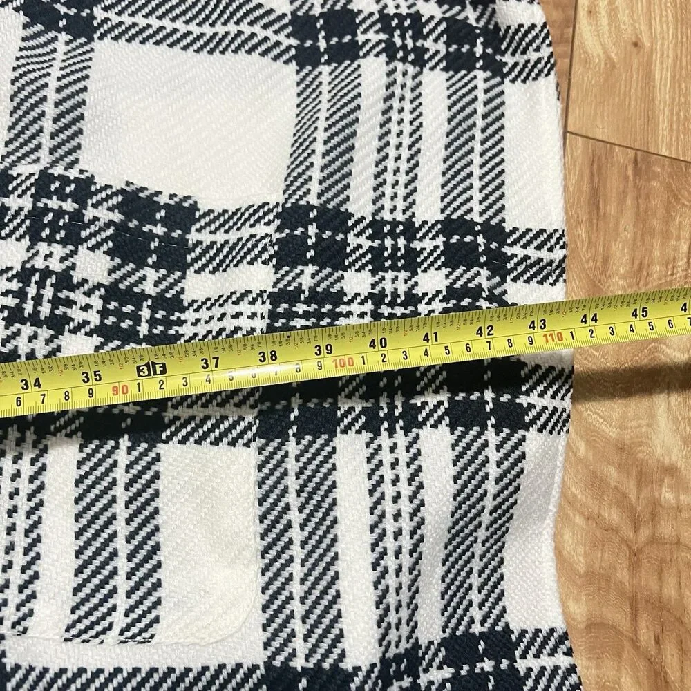 Abercrombie & Fitch Plaid Poncho One Size White and Black Country Boho Classic - Picture 5 of 5